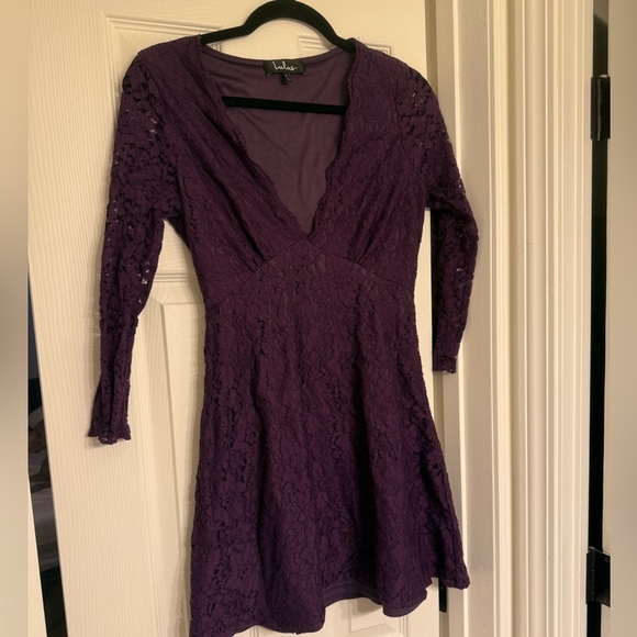 Lulus We Will Dance Purple Three-Quarter Sleeve Lace Dress Size S - Picture 3 of 6